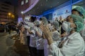 Coronavirus Crisis in Spain: Medical staff applaud at the entrance of the Fundacion Jimenez Diaz hospital in Madrid
