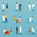 Medical staff flat vector icons. Health care set Royalty Free Stock Photo