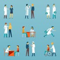 Medical staff flat vector icons. Health care set