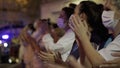 Coronavius Outbreak in Spain: Slow motion shot of medical staff applauding