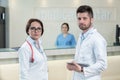 Medical Staff Having Discussion In Modern Hospital Corridor Royalty Free Stock Photo