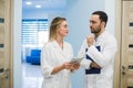 Medical Staff Having Discussion In Modern Hospital Corridor Royalty Free Stock Photo