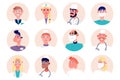 Medical staff people avatars isolated set. Portraits of female and male mascots Royalty Free Stock Photo