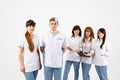 Medical staff. Portrait of doctors of otolaryngologists and nurses on an isolated white background