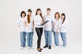 Medical staff. Portrait of doctors of otolaryngologists and nurses on an isolated white background