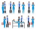 Medical staff set character vector concept design. Covid-19 hospital doctor and nurse characters with corona virus Royalty Free Stock Photo