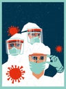 Medical staff wearing PPE, personal protective equipment to care for coronavirus covid-19 patients Royalty Free Stock Photo