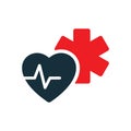 Medical star life heart pulse icon