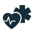 Medical star life heart pulse icon