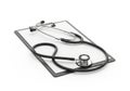 Medical stethoscope and clipboard isolated on white background Royalty Free Stock Photo
