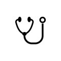 Medical Stethoscope, Diagnostic Cardiology Tool. Flat Vector Icon illustration. Simple black symbol on white background. Medical Royalty Free Stock Photo