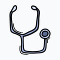 Medical stethoscope doodle color vector icon. Drawing sketch illustration hand drawn line eps10 Royalty Free Stock Photo