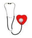 Medical stethoscope and heart isolated on white Royalty Free Stock Photo