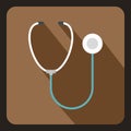 Medical stethoscope icon, flat style