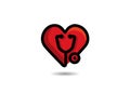 Medical stethoscope icon in the shape of a heart