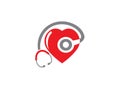 Medical stethoscope icon in the shape of a heart vector, Health and medicine symbol, flat illustration on a white background Royalty Free Stock Photo