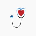 Medical, stethoscope icon. Vector illustration, flat design. Royalty Free Stock Photo