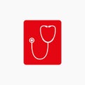 Medical, stethoscope icon. Vector illustration, flat design Royalty Free Stock Photo