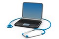 Medical stethoscope on a laptop computer