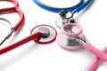 Medical stethoscopes on white background Royalty Free Stock Photo