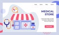 Medical store pharmacy drugs pill tablet stethoscope campaign for web website home homepage landing page template banner