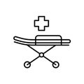 Medical stretcher with bed and mat icon. Emergency equipment.