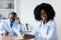 Medical student working with computer Royalty Free Stock Photo