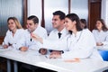 Medical students sitting in audience Royalty Free Stock Photo