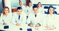 Medical students sitting in audience Royalty Free Stock Photo