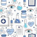 Medical stuff seamless doodle pattern Royalty Free Stock Photo