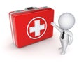 Medical suitcase and 3d small person. Royalty Free Stock Photo