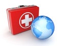 Medical suitcase and Earth. Royalty Free Stock Photo