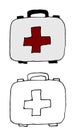 Medical suitcase, hand-drawn illustration. Vector doodle isolated Royalty Free Stock Photo