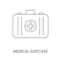 Medical suitcase linear vector icon. Royalty Free Stock Photo