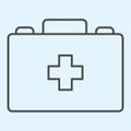 Medical suitcase thin line icon. Doctor briefcase with first aid tools. Health care vector design concept, outline style Royalty Free Stock Photo