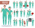 Medical surgeon vector character set. Doctor, nurse and hospital workers Royalty Free Stock Photo