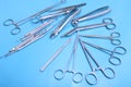 Medical and surgery instruments isolated in mirror background Royalty Free Stock Photo