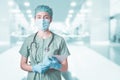 Medical Surgical Doctor and Health Care, Portrait of Surgeon Doctor in PPE Equipment in Examination Room. Medicine Female Doctors Royalty Free Stock Photo