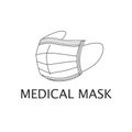 Medical or surgical face mask, anti-virus and bacterial protection. Outline logo, icon on a white background. Vector flat style