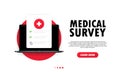 Medical survey illustration. Health medical document check up list online on laptop. Internet checklist test results. Life Royalty Free Stock Photo