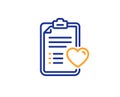 Medical survey line icon. Hospital patient history sign. Vector