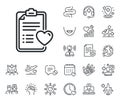 Medical survey line icon. Hospital patient history sign. Online doctor, patient and medicine. Vector