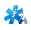 medical symbol, adn and pills . illustration