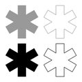Medical symbol Emergency sign Star of life Service concept icon outline set black grey color vector illustration flat style image Royalty Free Stock Photo