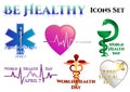 Medical symbols on white. World Health day