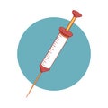 Medical syringe circular icon isolated on white background