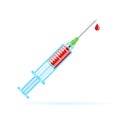 Medical syringe with a drop of blood Royalty Free Stock Photo