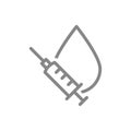 Medical syringe with drop line icon. Vaccination, vaccine, immunization, blood donation symbol Royalty Free Stock Photo