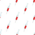 Medical Syringe Flat Icon Seamless Pattern