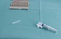 Medical syringe with injection, ampoule with medicine